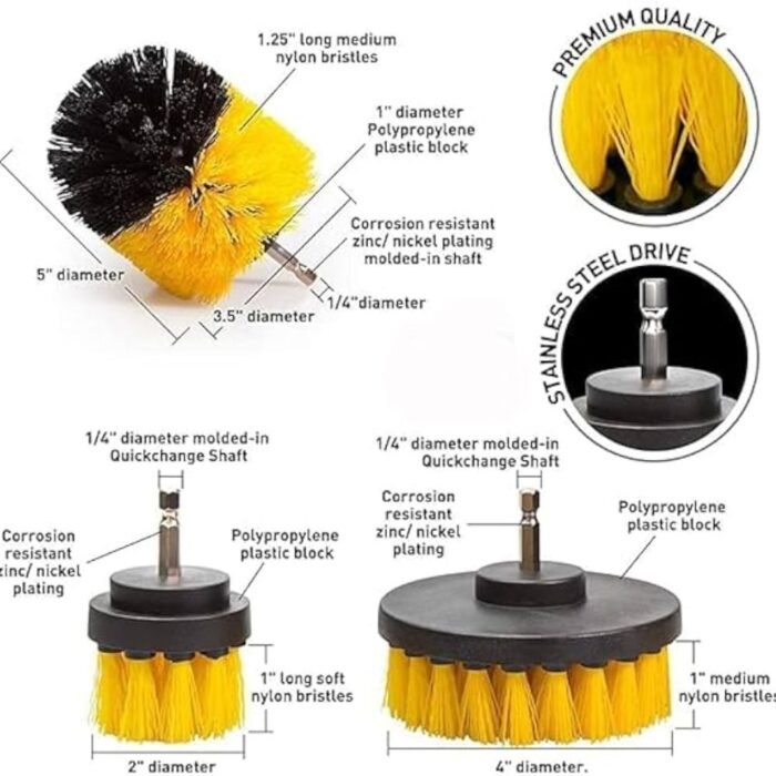 MAF PRO 4 Piece Drill Cleaning Brush Set with 1/4 Inch Hex Shank