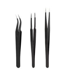 GSK CUT 3 Piece Anti-Static Stainless Steel Precision Tweezers Set