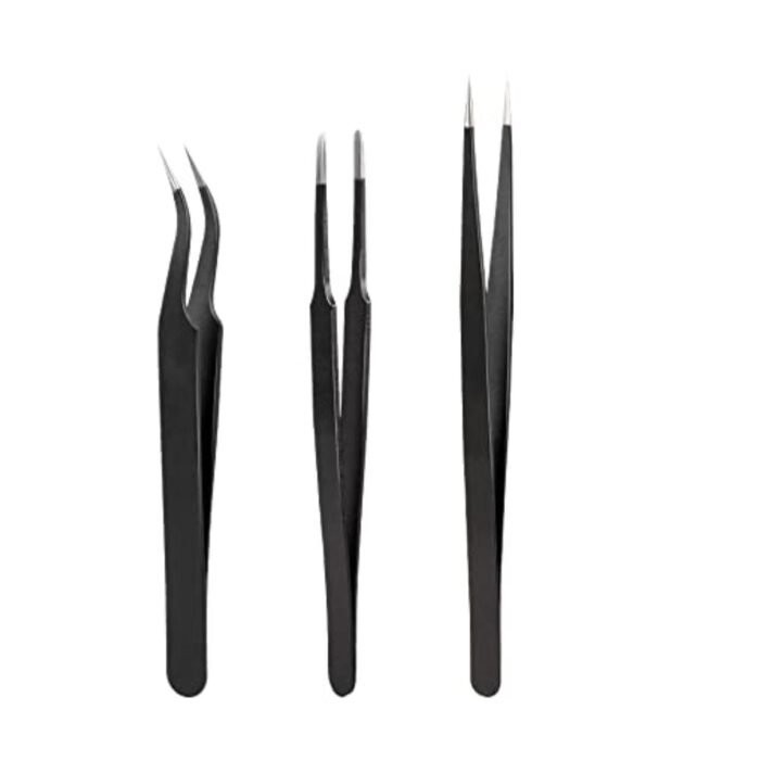 GSK CUT 3 Piece Anti-Static Stainless Steel Precision Tweezers Set