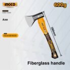 INGCO HAX081600 600g Fiberglass Handle Axe with Carbon Steel Blade