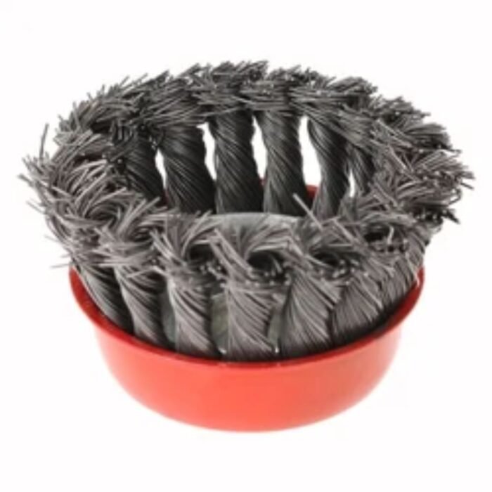 GSK CUT 3 Inch Knotted Twisted Wire Cup Brush for Angle Grinder Red