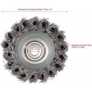 GSK CUT 3 Inch Knotted Twisted Wire Cup Brush for Angle Grinder Red