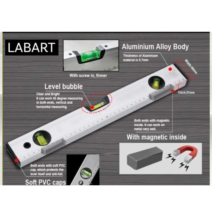 GSK CUT 12 Inch Magnetic Aluminium Spirit Level with 3 Bubble Vials