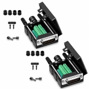 GSK CUT DB15 Male Solderless Terminal Breakout Board Connector with Protective Case Pack of 2