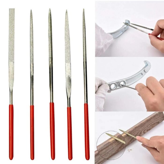 GSK CUT 5 Piece Diamond Needle File Set 3 x 140mm with Ergonomic Handles