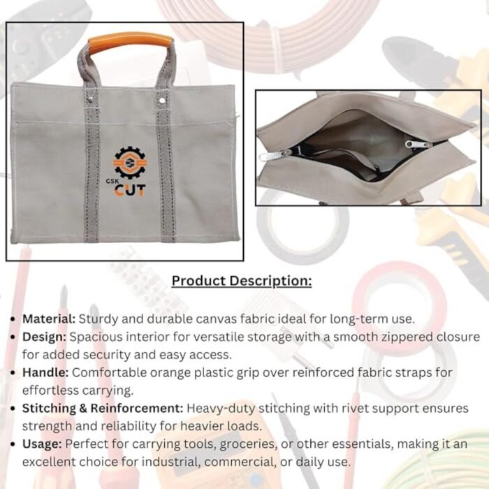 GSK CUT 16 Inch White Heavy Duty Canvas Tool Bag