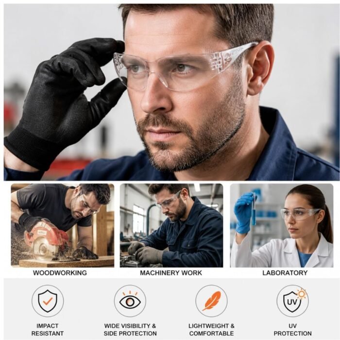 GSK CUT ES001 Ultra-Lightweight Clear Anti-Scratch Safety Goggles Pack of 2