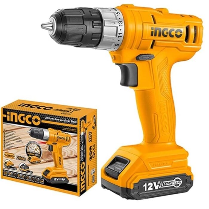 INGCO CDLI1211 12V Lithium-Ion Cordless Drill Driver with Battery and Charger