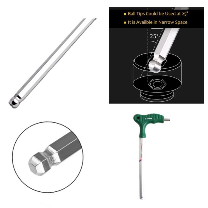 Hanbon 3 Piece T-Handle Allen Key Set with 3mm 4mm 5mm Hex Wrenches