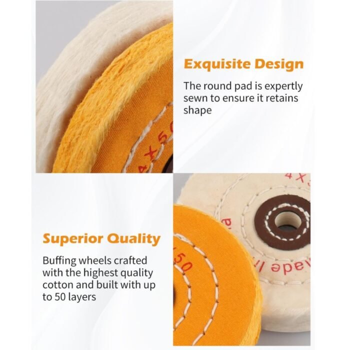 GSK CUT 6 Inch Orange Cotton Buffing Wheel for Bench Grinder with 1/2 Inch Arbor Hole