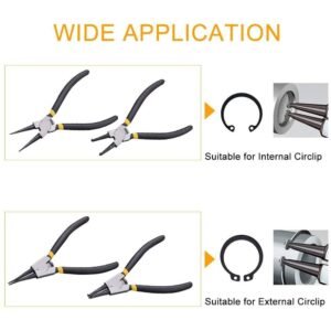 GSK CUT 4 Piece 7 Inch Internal External Circlip Snap Ring Pliers Set