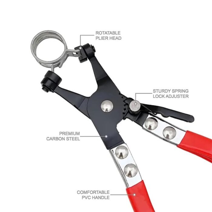 GSK CUT Flat Jaw Band Hose Clamp Pliers with Swivel Jaw and Locking Mechanism