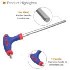 De Neers 3 Piece T-Type Allen Key Set with 3mm 4mm 5mm Hex Wrenches