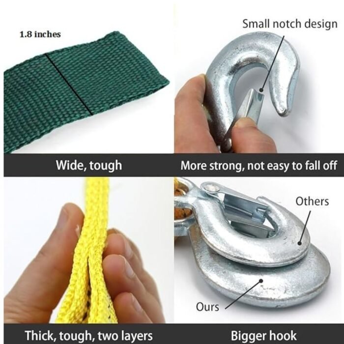 GSK CUT 4 Meter Heavy Duty Nylon Tow Strap with Safety Hooks for Vehicle Recovery GSK CUT 4 Meter Heavy Duty Nylon Tow Strap with Safety Hooks for Vehicle Recovery