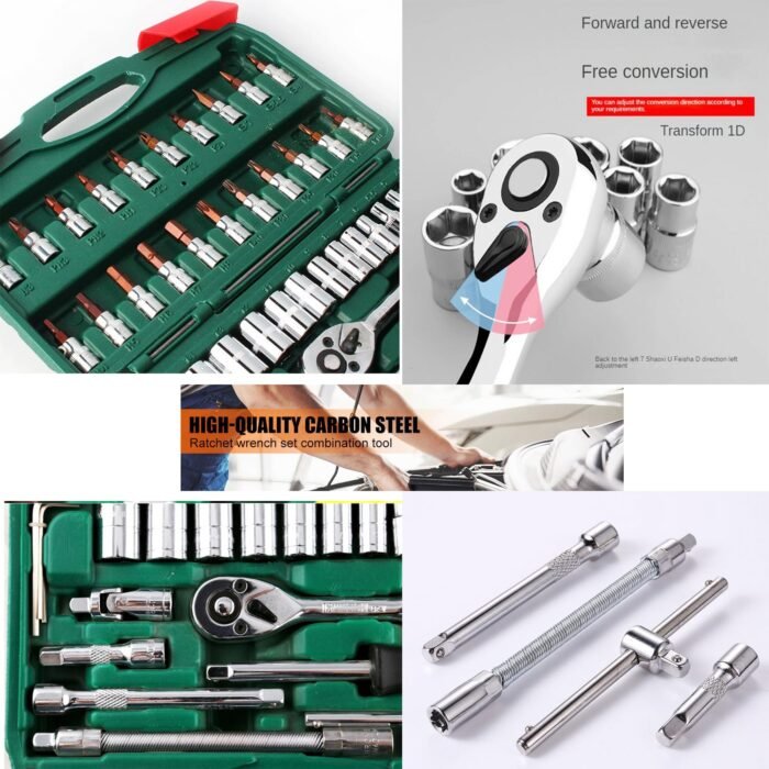 Hanbon 46-Piece 1/4 Inch Drive Metric Socket Wrench Ratchet Tool Set