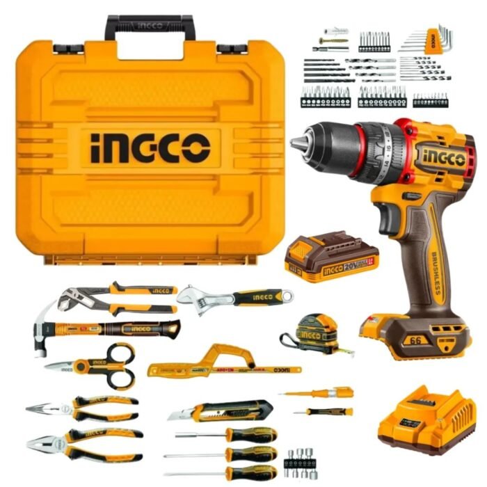 INGCO HKTHP41662 166-piece complete hand tool set with sockets, ratchet, spanners, screwdrivers and pliers