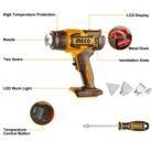 INGCO HGLI20065 20V cordless heat gun for heating, heat shrinking and workshop applications