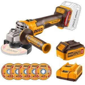 INGCO CAGLI261021 20V cordless angle grinder for cutting and grinding applications