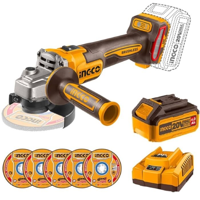 INGCO CAGLI261021 20V cordless angle grinder for cutting and grinding applications INGCO CAGLI261021 20V cordless angle grinder for cutting and grinding applications