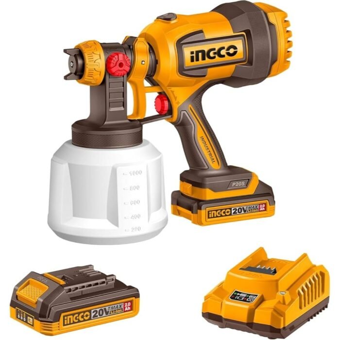 INGCO CSGLI20042 20V Cordless Li-Ion Spray Gun with Battery and Charger